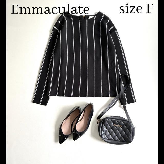 ◆美品◆日本製◆エマキュレイト◆ウール混ストライプニット◆ハイゲージ◆黒◆フリー < 女性ファッション ◆美品◆日本製◆エマキュレイト◆ウール混ストライプニット◆ハイゲージ◆黒◆フリー < 女性ファッションの