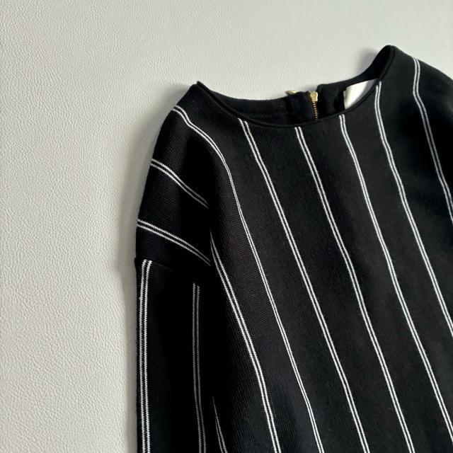 ◆美品◆日本製◆エマキュレイト◆ウール混ストライプニット◆ハイゲージ◆黒◆フリー < 女性ファッション ◆美品◆日本製◆エマキュレイト◆ウール混ストライプニット◆ハイゲージ◆黒◆フリー < 女性ファッションの