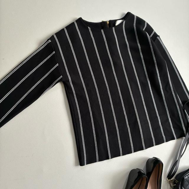 ◆美品◆日本製◆エマキュレイト◆ウール混ストライプニット◆ハイゲージ◆黒◆フリー < 女性ファッション ◆美品◆日本製◆エマキュレイト◆ウール混ストライプニット◆ハイゲージ◆黒◆フリー < 女性ファッションの