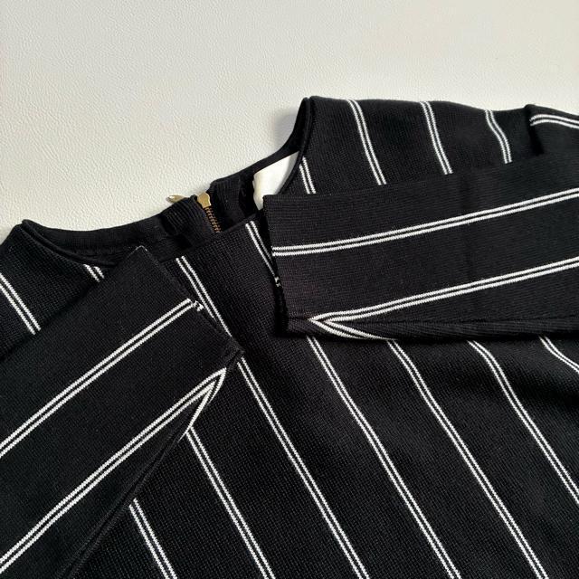 ◆美品◆日本製◆エマキュレイト◆ウール混ストライプニット◆ハイゲージ◆黒◆フリー < 女性ファッション ◆美品◆日本製◆エマキュレイト◆ウール混ストライプニット◆ハイゲージ◆黒◆フリー < 女性ファッションの