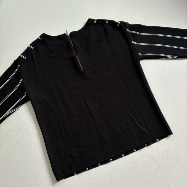 ◆美品◆日本製◆エマキュレイト◆ウール混ストライプニット◆ハイゲージ◆黒◆フリー < 女性ファッション ◆美品◆日本製◆エマキュレイト◆ウール混ストライプニット◆ハイゲージ◆黒◆フリー < 女性ファッションの