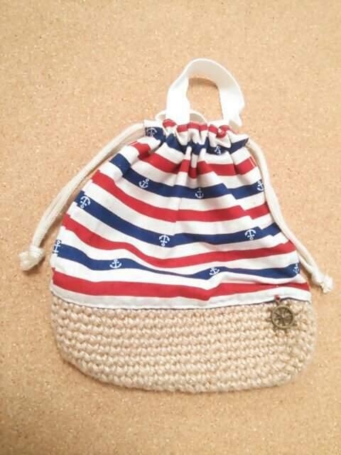 ハンドメイドマリン ペタンコ巾着 < 女性ファッション  ハンドメイドマリン ペタンコ巾着  < 女性ファッションの