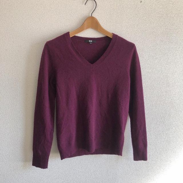 ◆UNIQLO/ユニクロ◆カシミヤ100%Vネックニット★パープル紫M♪シンプルコーデ < ブランド  ◆UNIQLO/ユニクロ◆カシミヤ100%Vネックニット★パープル紫M♪シンプルコーデ  < ブランドの