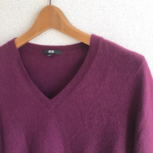 ◆UNIQLO/ユニクロ◆カシミヤ100%Vネックニット★パープル紫M♪シンプルコーデ < ブランド  ◆UNIQLO/ユニクロ◆カシミヤ100%Vネックニット★パープル紫M♪シンプルコーデ < ブランドの