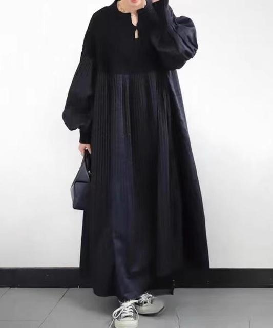 〜3L4L5L6L*ぽわん袖×ニット×プリーツAラインロングワンヒ < 女性ファッション  〜3L4L5L6L*ぽわん袖×ニット×プリーツAラインロングワンヒ < 女性ファッションの
