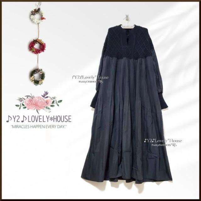 〜3L4L5L6L*ぽわん袖×ニット×プリーツAラインロングワンヒ < 女性ファッション  〜3L4L5L6L*ぽわん袖×ニット×プリーツAラインロングワンヒ < 女性ファッションの