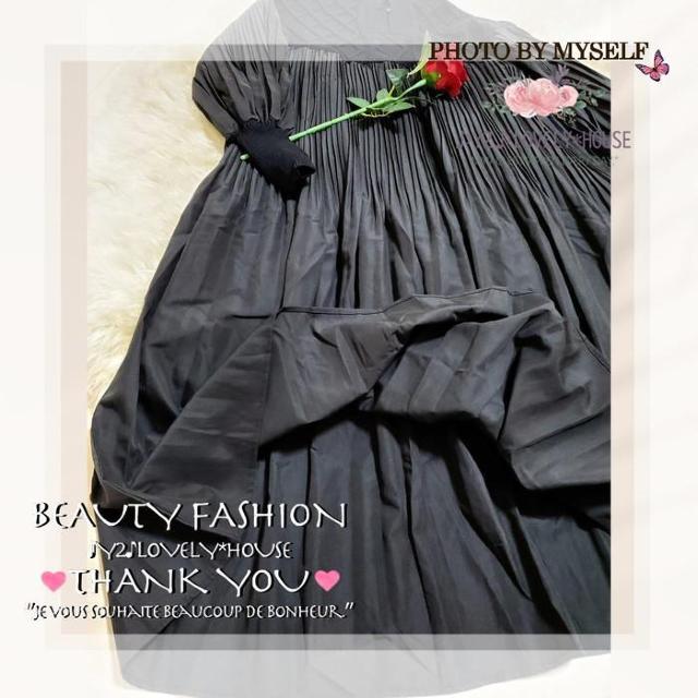 〜3L4L5L6L*ぽわん袖×ニット×プリーツAラインロングワンヒ < 女性ファッション  〜3L4L5L6L*ぽわん袖×ニット×プリーツAラインロングワンヒ < 女性ファッションの