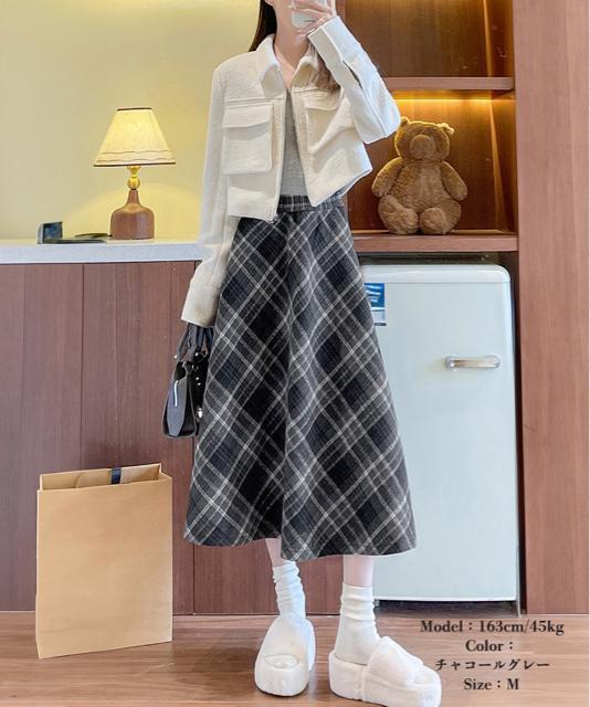 送料無料 新品 フレアスカート チェック柄 美脚 春秋冬 < 女性ファッション  送料無料 新品 フレアスカート チェック柄 美脚 春秋冬 < 女性ファッションの