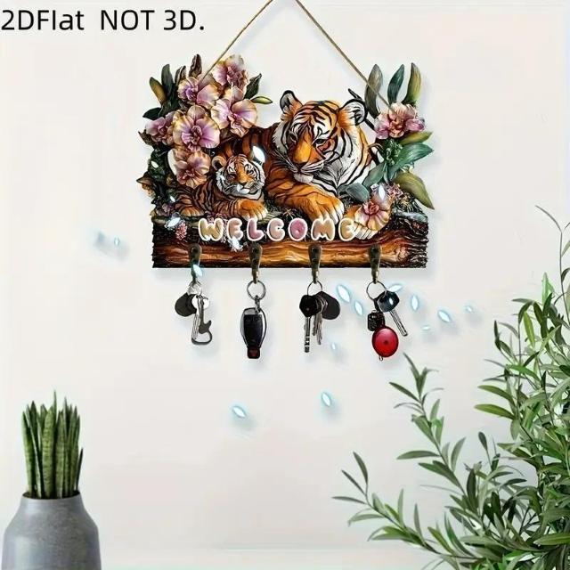 爆ヤス価格990円★2D フラット、ヴィンテージタイガー&オルキッドウォールハンギングキーホルダー 25cm x 18.0cm < インテリア/ライフ  爆ヤス価格990円★2D フラット、ヴィンテージタイガー&オルキッドウォールハンギングキーホルダー 25cm x 18.0cm < インテリア/ライフの