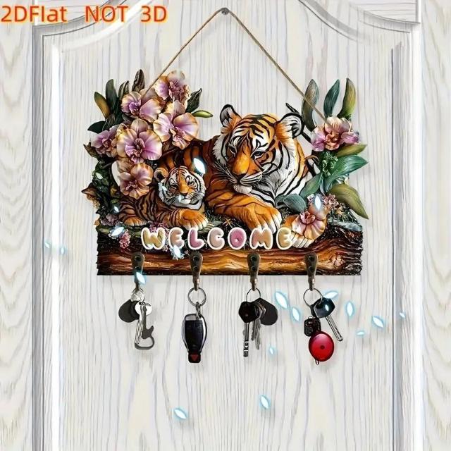 爆ヤス価格990円★2D フラット、ヴィンテージタイガー&オルキッドウォールハンギングキーホルダー 25cm x 18.0cm < インテリア/ライフ  爆ヤス価格990円★2D フラット、ヴィンテージタイガー&オルキッドウォールハンギングキーホルダー 25cm x 18.0cm < インテリア/ライフの