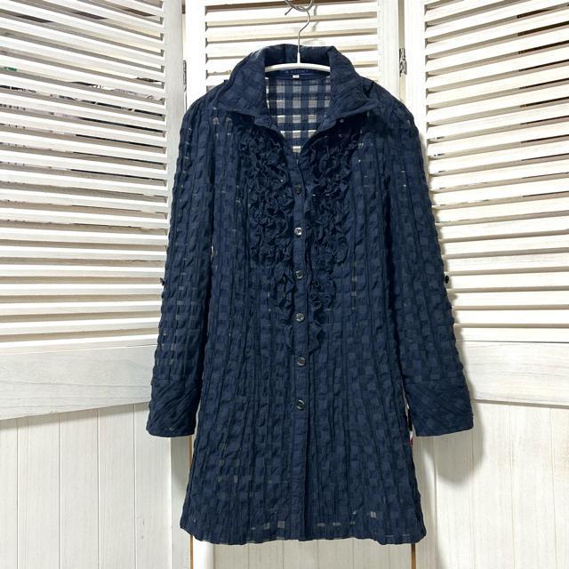 M'S GRACY フリル チェック柄 ブラウス ロングシャツ 40 < ブランド M'S GRACY フリル チェック柄 ブラウス ロングシャツ 40 < ブランドの