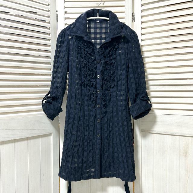 M'S GRACY フリル チェック柄 ブラウス ロングシャツ 40 < ブランド M'S GRACY フリル チェック柄 ブラウス ロングシャツ 40 < ブランドの