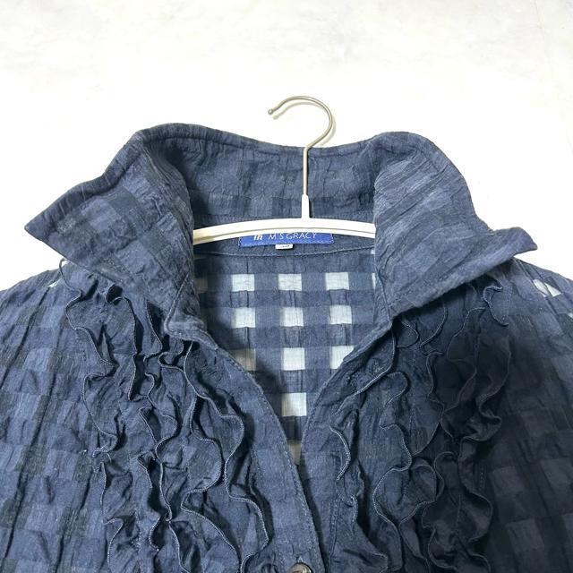 M'S GRACY フリル チェック柄 ブラウス ロングシャツ 40 < ブランド M'S GRACY フリル チェック柄 ブラウス ロングシャツ 40 < ブランドの