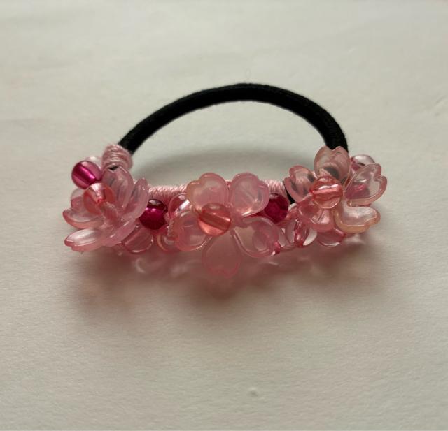 ハンドメイド ヘアゴム キラキラビーズ 盛り盛り♪ さくら♪ さくら♪ ピンク < 女性ファッション ハンドメイド ヘアゴム キラキラビーズ 盛り盛り♪ さくら♪ さくら♪ ピンク < 女性ファッションの