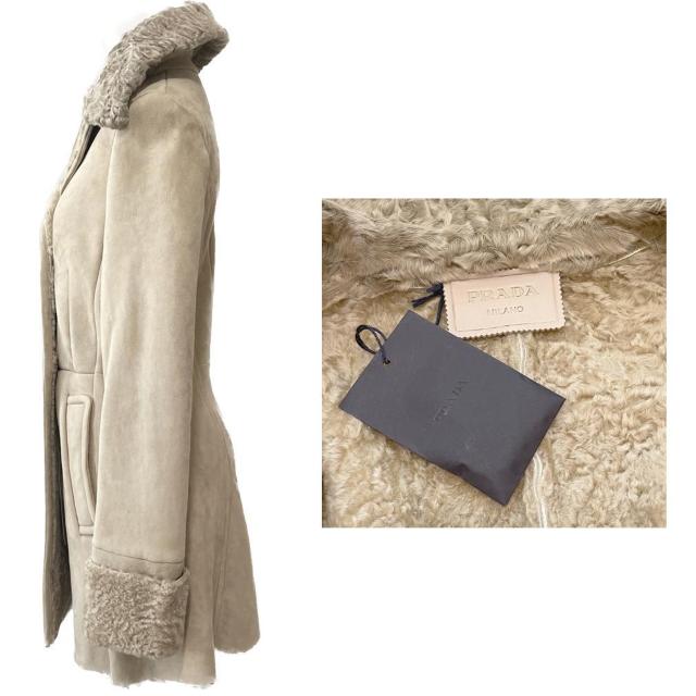 新品プラダPRADAムートンコート ベージュ #38 < ブランド 新品プラダPRADAムートンコート ベージュ #38 < ブランドの