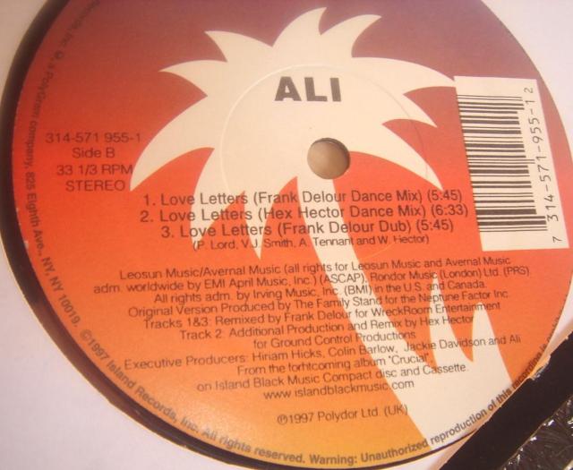 Ali - Love Letters US盤 廃盤12inch ISLAND Lorne 人気盤 Alistair Tennant < CD/DVD/ビデオ  Ali - Love Letters US盤 廃盤12inch ISLAND Lorne 人気盤 Alistair Tennant < CD/DVD/ビデオの