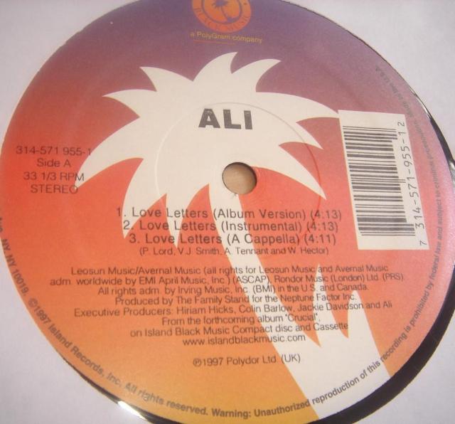 Ali - Love Letters US盤 廃盤12inch ISLAND Lorne 人気盤 Alistair Tennant < CD/DVD/ビデオ  Ali - Love Letters US盤 廃盤12inch ISLAND Lorne 人気盤 Alistair Tennant < CD/DVD/ビデオの