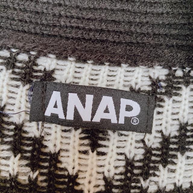 ANAP 幾何学模様 総柄 モノトーン ニット カーディガン はおり 前あき N2m < ブランド  ANAP 幾何学模様 総柄 モノトーン ニット カーディガン はおり 前あき N2m < ブランドの