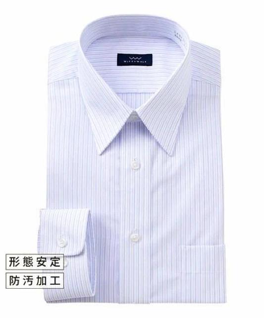 3Lサイズ!高貴紳士的!形態安定!白×淡い水色×淡いグレー系色合い!ストライプ!防汚加工!長袖レギュラーワイシャツ!新品! < 男性ファッション  3Lサイズ!高貴紳士的!形態安定!白×淡い水色×淡いグレー系色合い!ストライプ!防汚加工!長袖レギュラーワイシャツ!新品! < 男性ファッションの