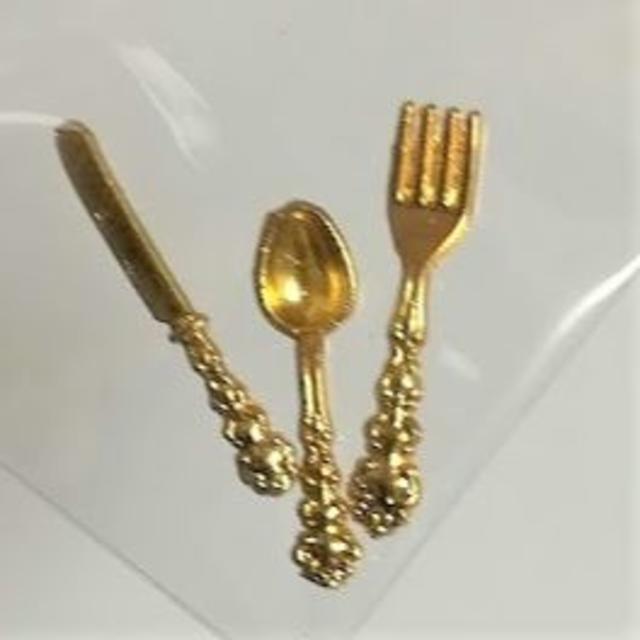 ミニチュア★カトラリー★ナイフ&フォーク&スプーン★@★イエローゴールド★ < おもちゃ ミニチュア★カトラリー★ナイフ&フォーク&スプーン★@★イエローゴールド★ < おもちゃの