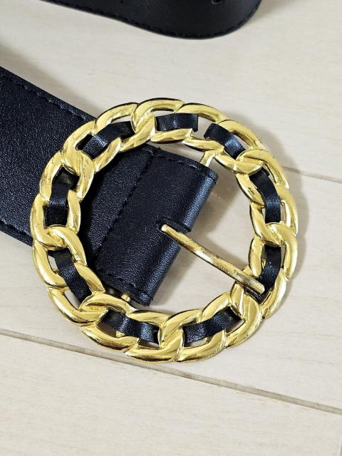 チェーンgoldバックル ベルト黒 < 女性ファッション  チェーンgoldバックル ベルト黒 < 女性ファッションの