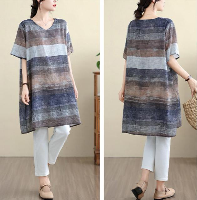 ひざ丈 ワンピース ボーダー柄 グレーブラウン系 大きいサイズ < 女性ファッション  ひざ丈 ワンピース ボーダー柄 グレーブラウン系 大きいサイズ  < 女性ファッションの