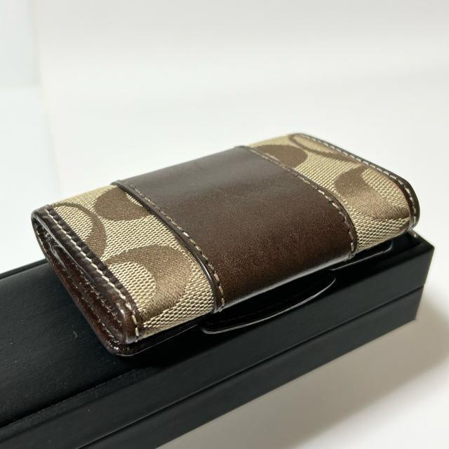 美品 COACH コーチ シグネチャー 6連 キーケース 鍵入れ キャンバス レザー ベージュ ブラウン < 女性ファッション  美品 COACH コーチ シグネチャー 6連 キーケース 鍵入れ キャンバス レザー ベージュ ブラウン < 女性ファッションの