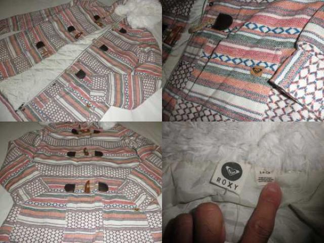 【ROXY】ネイティブアメリカン系柄 ボアフード付 ハーフJKT US S < 女性ファッション  【ROXY】ネイティブアメリカン系柄 ボアフード付 ハーフJKT US S < 女性ファッションの