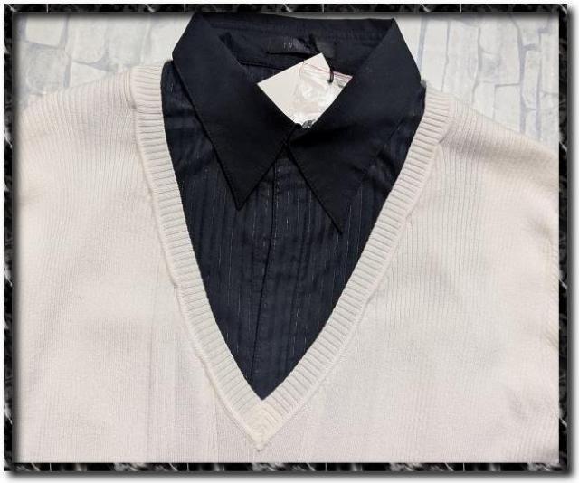 ジュンメン 重ね着風長袖ニットカットソー 白 < ブランド  ジュンメン 重ね着風長袖ニットカットソー 白 < ブランドの