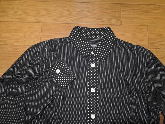 RESONATE ドット柄シャツ M 黒白 リゾネイト グッドイナフ 薄手 < ブランド  RESONATE ドット柄シャツ M 黒白 リゾネイト グッドイナフ 薄手 < ブランドの