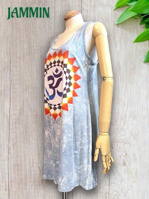 オームタンクトップ チュニック丈 チュニック エスニック アジアン ヒッピー < 女性ファッション  オームタンクトップ チュニック丈 チュニック エスニック アジアン ヒッピー < 女性ファッションの