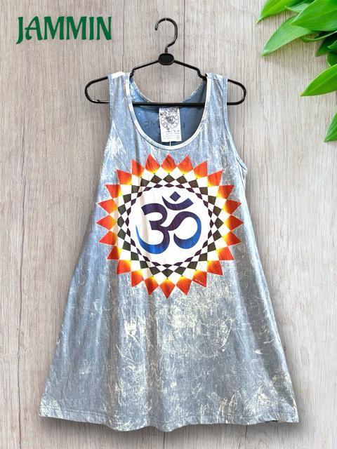 オームタンクトップ チュニック丈 チュニック エスニック アジアン ヒッピー < 女性ファッション  オームタンクトップ チュニック丈 チュニック エスニック アジアン ヒッピー < 女性ファッションの