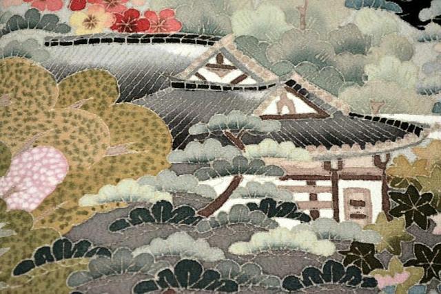 黒留袖 最高峰 本場加賀友禅 土田外男 風景 花柄 比翼付 身丈156.5cm 裄64.5cm クリーニング済 正絹 T3615 < 女性ファッション  黒留袖 最高峰 本場加賀友禅 土田外男 風景 花柄 比翼付 身丈156.5cm 裄64.5cm クリーニング済 正絹 T3615 < 女性ファッションの