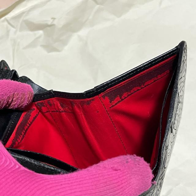 【訳あり】【KENZO / ケンゾー】 レザー / 二つ折り財布 花柄 ブラック < ブランド 【訳あり】【KENZO / ケンゾー】 レザー / 二つ折り財布 花柄 ブラック < ブランドの