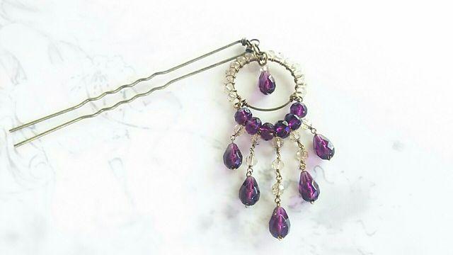 *フープシャンデリアかんざし*紫 18025 < 女性ファッション *フープシャンデリアかんざし*紫 18025 < 女性ファッションの