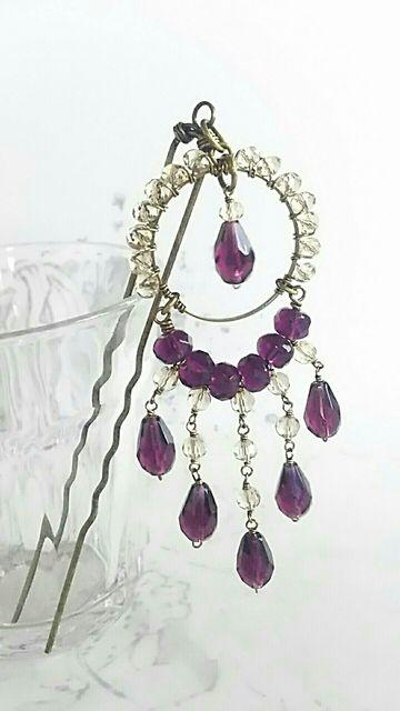 *フープシャンデリアかんざし*紫 18025 < 女性ファッション *フープシャンデリアかんざし*紫 18025 < 女性ファッションの