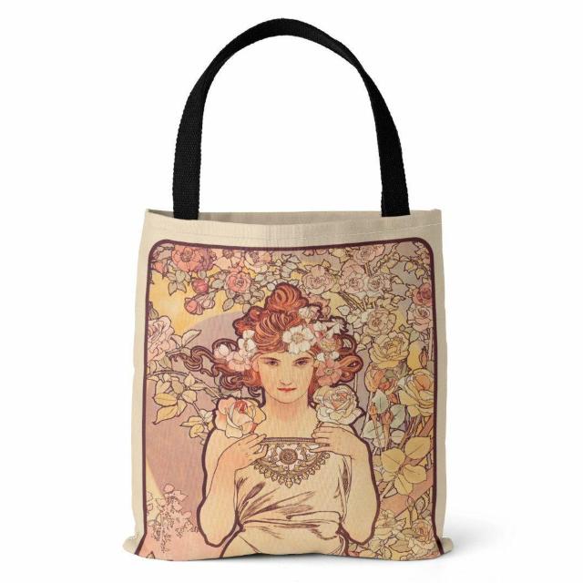 ミュッシャ トートバッグ 芸術 アート 古典 バッグ ハンドバッグ 軽量 < 女性ファッション  ミュッシャ トートバッグ 芸術 アート 古典 バッグ ハンドバッグ 軽量  < 女性ファッションの