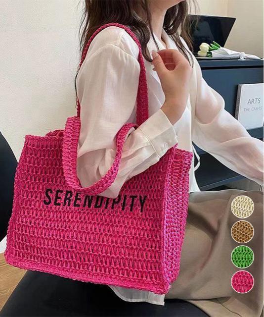 送料無料 新品 ストローバッグ トート かごバッグ韓国風 < 女性ファッション  送料無料 新品 ストローバッグ トート かごバッグ韓国風  < 女性ファッションの