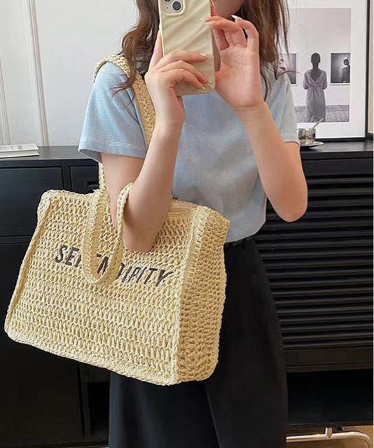 送料無料 新品 ストローバッグ トート かごバッグ韓国風 < 女性ファッション  送料無料 新品 ストローバッグ トート かごバッグ韓国風 < 女性ファッションの
