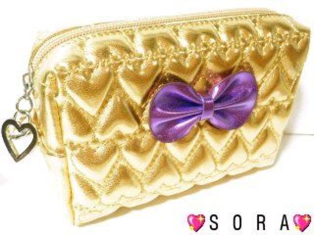 可愛い♪コスメ.スマホ携帯.小物入!メタリック リボンハートキルティング ポーチ ゴールド < 女性ファッション 可愛い♪コスメ.スマホ携帯.小物入!メタリック リボンハートキルティング ポーチ ゴールド < 女性ファッションの