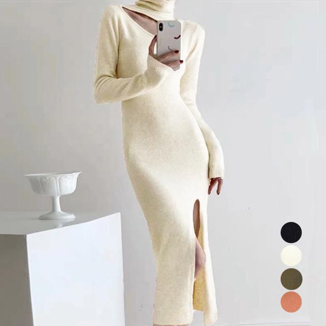 送料無料 新品 ニットワンピース韓国 スリットワンピース < 女性ファッション  送料無料 新品 ニットワンピース韓国 スリットワンピース  < 女性ファッションの