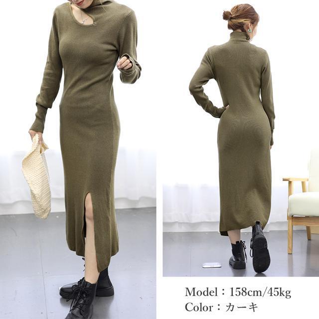 送料無料 新品 ニットワンピース韓国 スリットワンピース < 女性ファッション  送料無料 新品 ニットワンピース韓国 スリットワンピース < 女性ファッションの