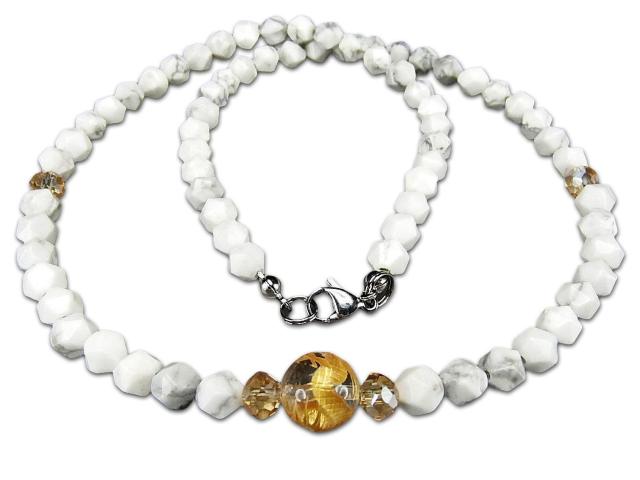 オシャレハウライト三角カット約6mm水晶金龍手彫り天然石ワイヤー仕上げネックレス < 女性アクセサリー/時計  オシャレハウライト三角カット約6mm水晶金龍手彫り天然石ワイヤー仕上げネックレス  < 女性アクセサリー/時計の