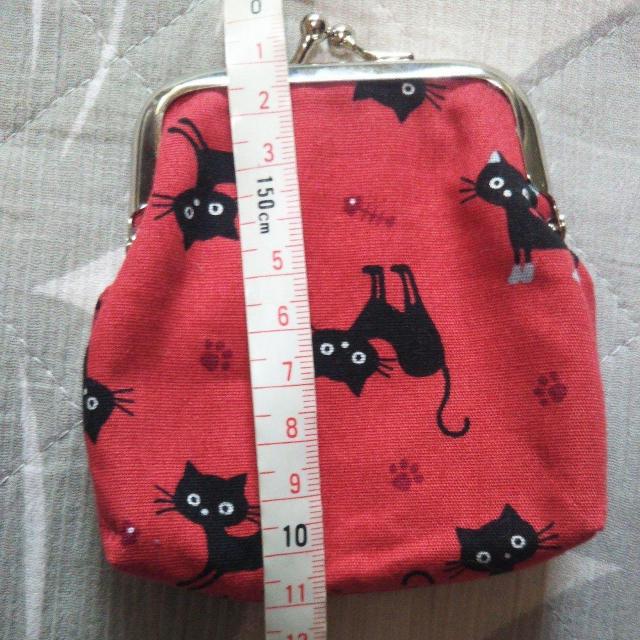 ハンドメイド 布製黒猫がま口 小銭入れ、小物入れ、ポーチに < 女性ファッション  ハンドメイド 布製黒猫がま口 小銭入れ、小物入れ、ポーチに < 女性ファッションの