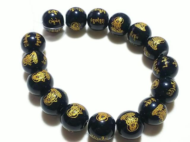 天然石★オニキス 勢至菩薩(金彫り)12mm 半連 < 女性アクセサリー/時計  天然石★オニキス 勢至菩薩(金彫り)12mm 半連  < 女性アクセサリー/時計の