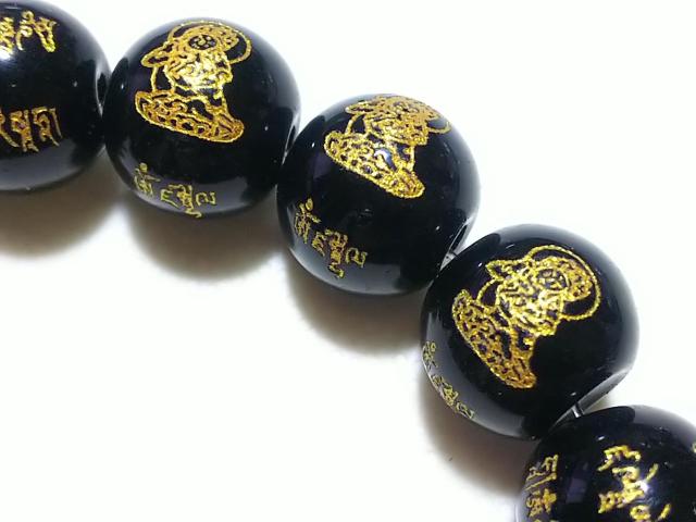 天然石★オニキス 勢至菩薩(金彫り)12mm 半連 < 女性アクセサリー/時計  天然石★オニキス 勢至菩薩(金彫り)12mm 半連 < 女性アクセサリー/時計の