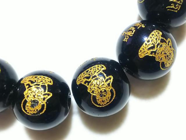 天然石★オニキス 勢至菩薩(金彫り)12mm 半連 < 女性アクセサリー/時計  天然石★オニキス 勢至菩薩(金彫り)12mm 半連 < 女性アクセサリー/時計の