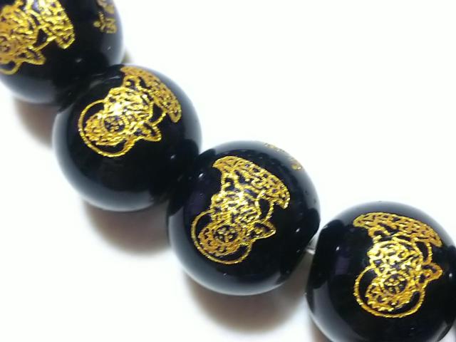 天然石★オニキス 勢至菩薩(金彫り)12mm 半連 < 女性アクセサリー/時計  天然石★オニキス 勢至菩薩(金彫り)12mm 半連 < 女性アクセサリー/時計の