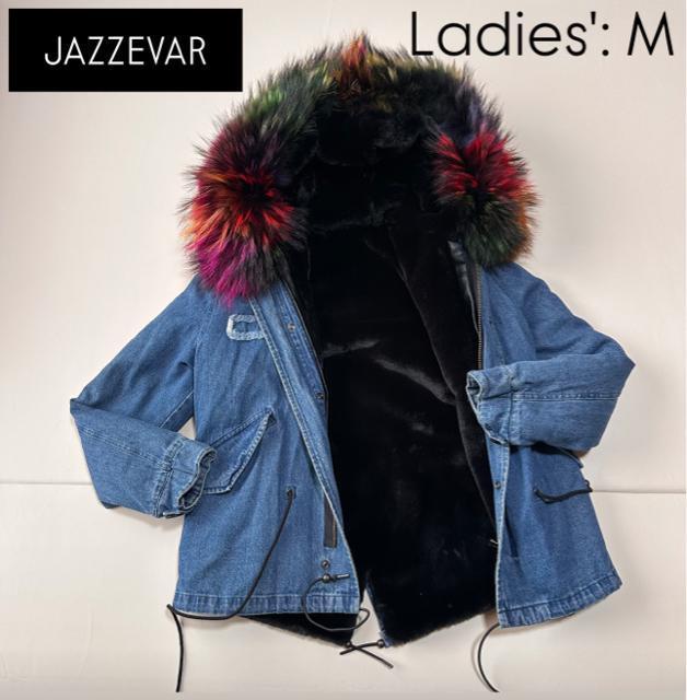【JAZZEBAR】レディース ラクーンファー モッズコート デニムジャケット < 女性ファッション 【JAZZEBAR】レディース ラクーンファー モッズコート デニムジャケット < 女性ファッションの