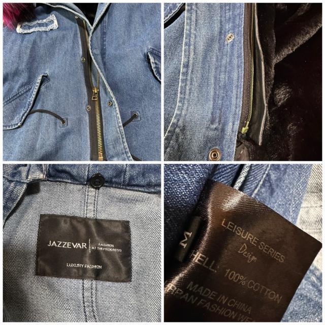 【JAZZEBAR】レディース ラクーンファー モッズコート デニムジャケット < 女性ファッション 【JAZZEBAR】レディース ラクーンファー モッズコート デニムジャケット < 女性ファッションの